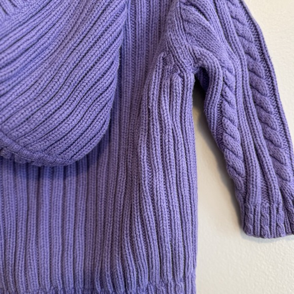 Lands End Kids Cable Knit Hooded Zip Sweater Lilac Purple & Blue Set Cozycore - Picture 7 of 8